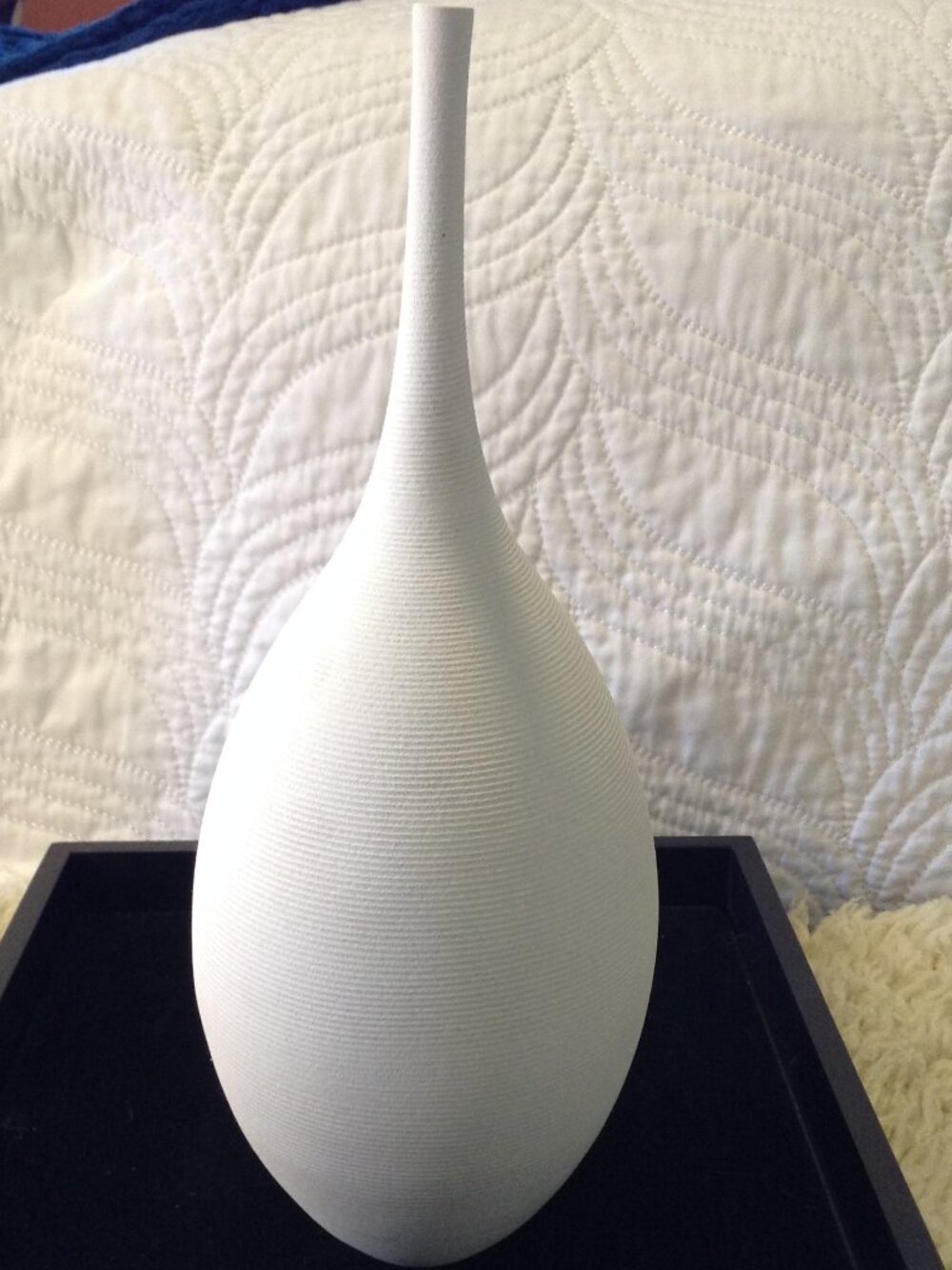 NWOT White Contemporary Bud Vase Slim Neck Unique signed Stylish Fairycore Chic